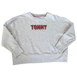 Tommy Jeans Logo Sweatshirt L Y2K Retro Collage Streetwear Preppy Minimalist